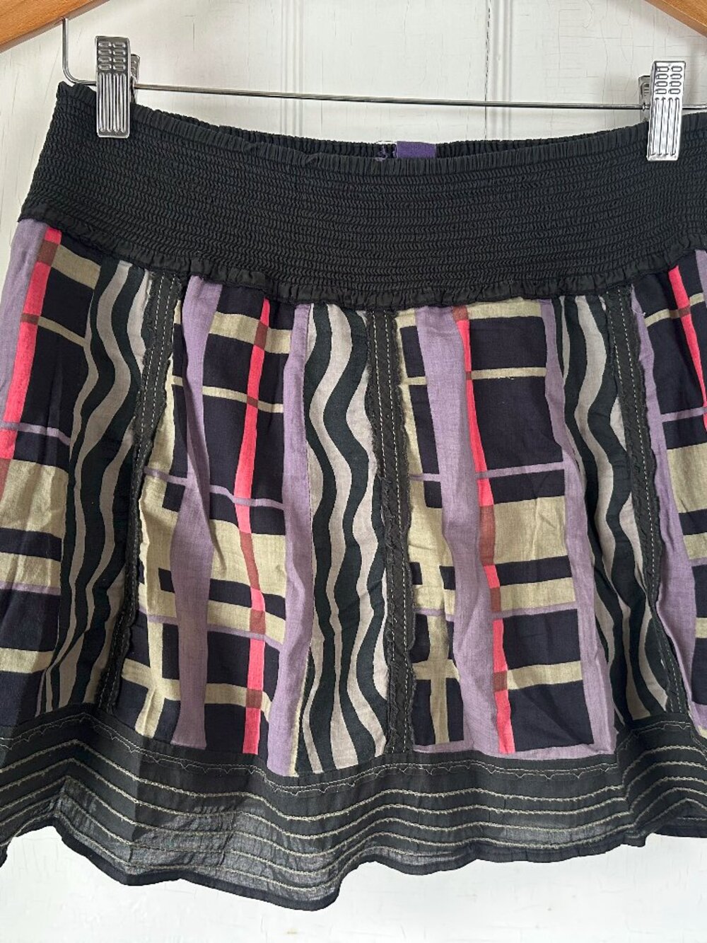 Free People plaid cotton summer skirt size xs
